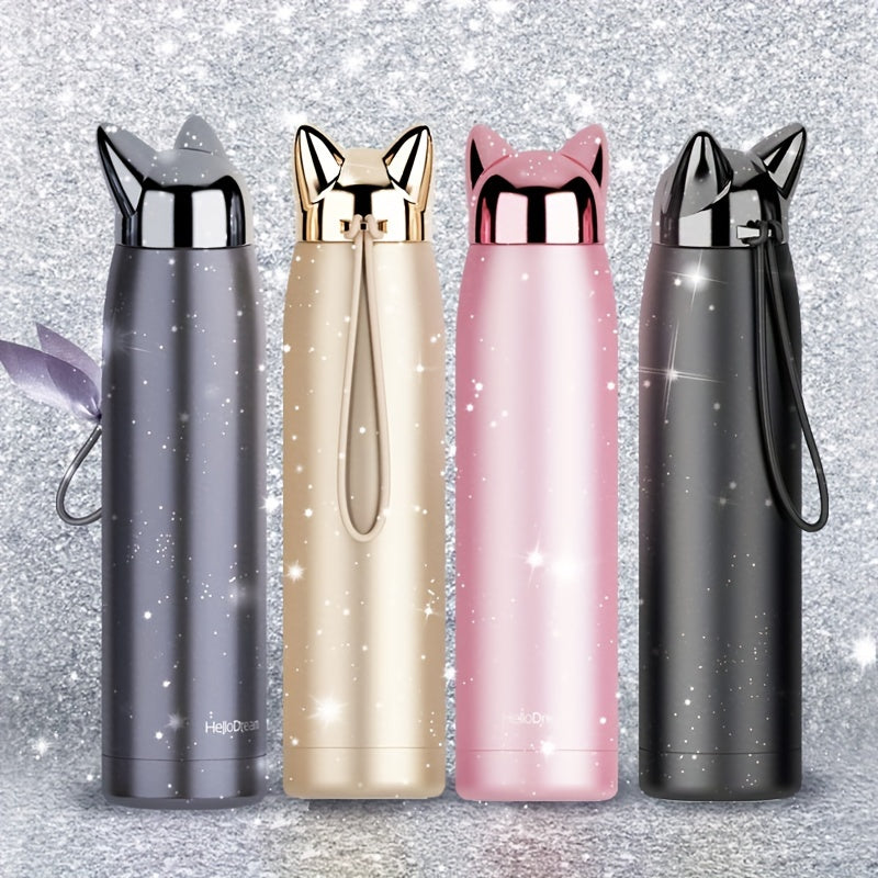 Insulated Travel Mug 320ml Stainless Steel Vacuum Cup with Cat Ears BPA Free Kawaii Design