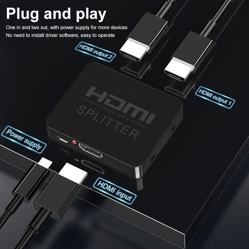 4K HDMI Splitter 2 Out Full HD 1080P 3D for Dual Monitors