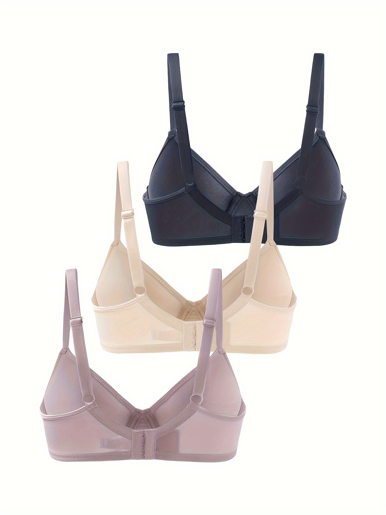 Women's Cotton Push Up Bras Pack of 3 Comfortable Everyday Lingerie
