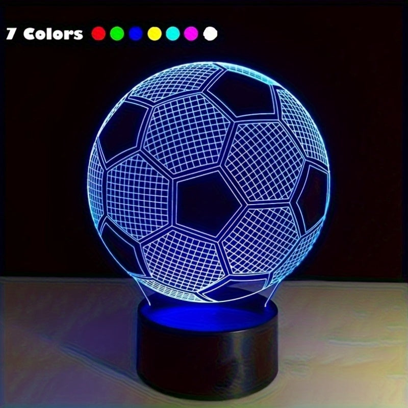 3D futbol to‘pi illuziya LED kechki chiroq, tegish bilan boshqariladigan geometriy shakli, USB bilan quvvatlanadi, bolalar va sport ixlosmandlari uchun