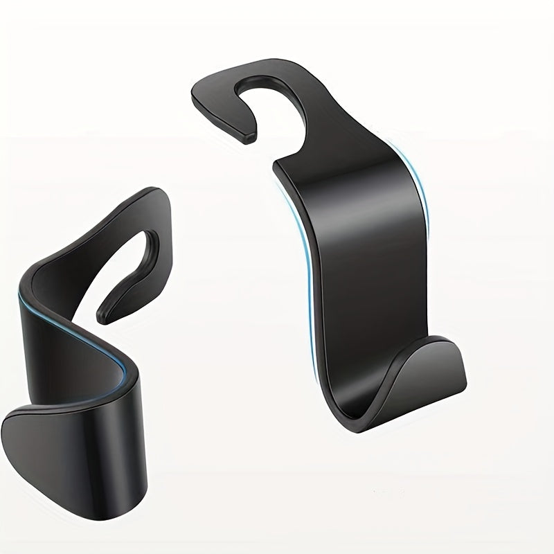 Car Rear Seat Organizer Hooks 2pcs ABS Stickable Hangers for Bags Coats