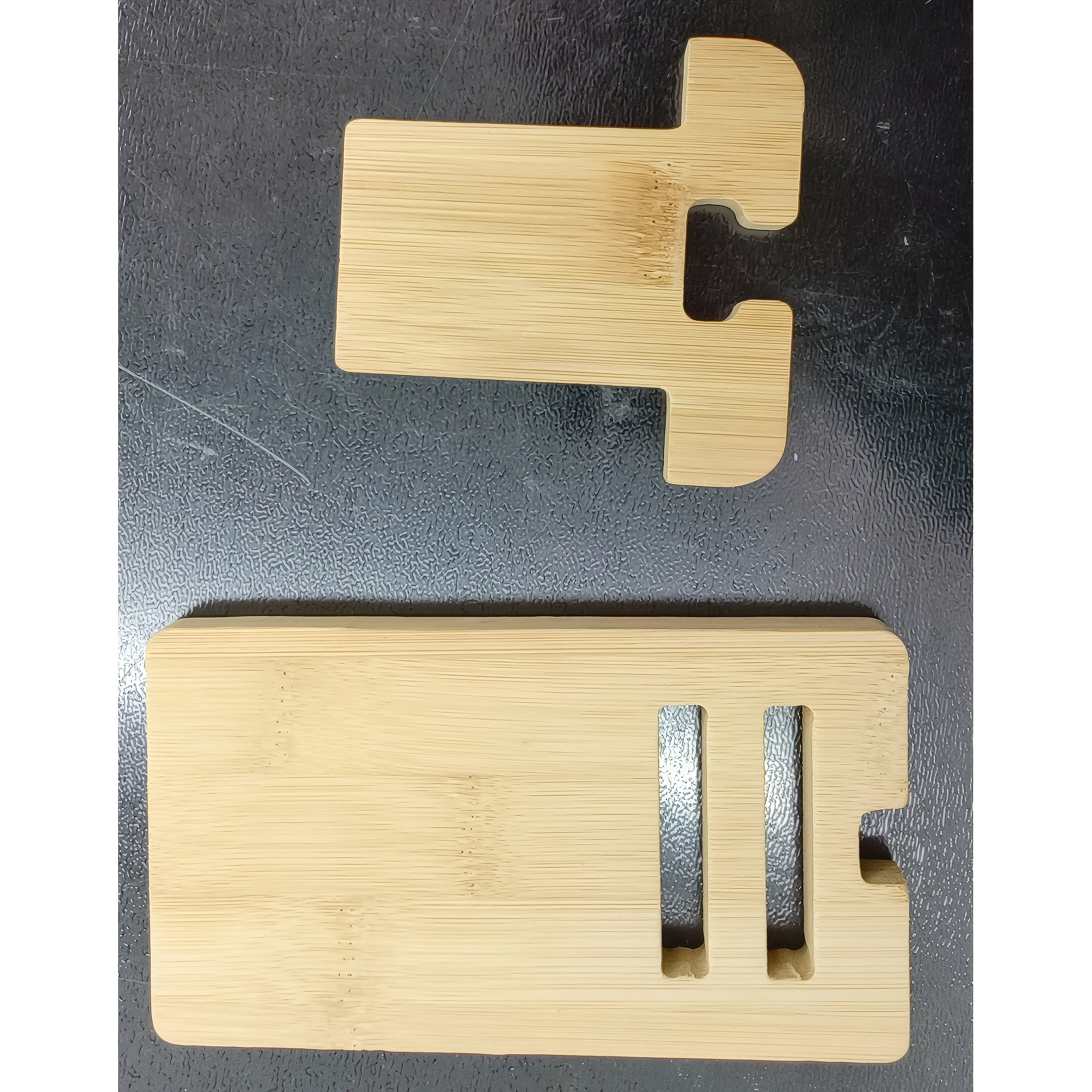 Bamboo Desktop Phone Stand with Clamp Holder for All Smartphones Office Organizer Charging Station