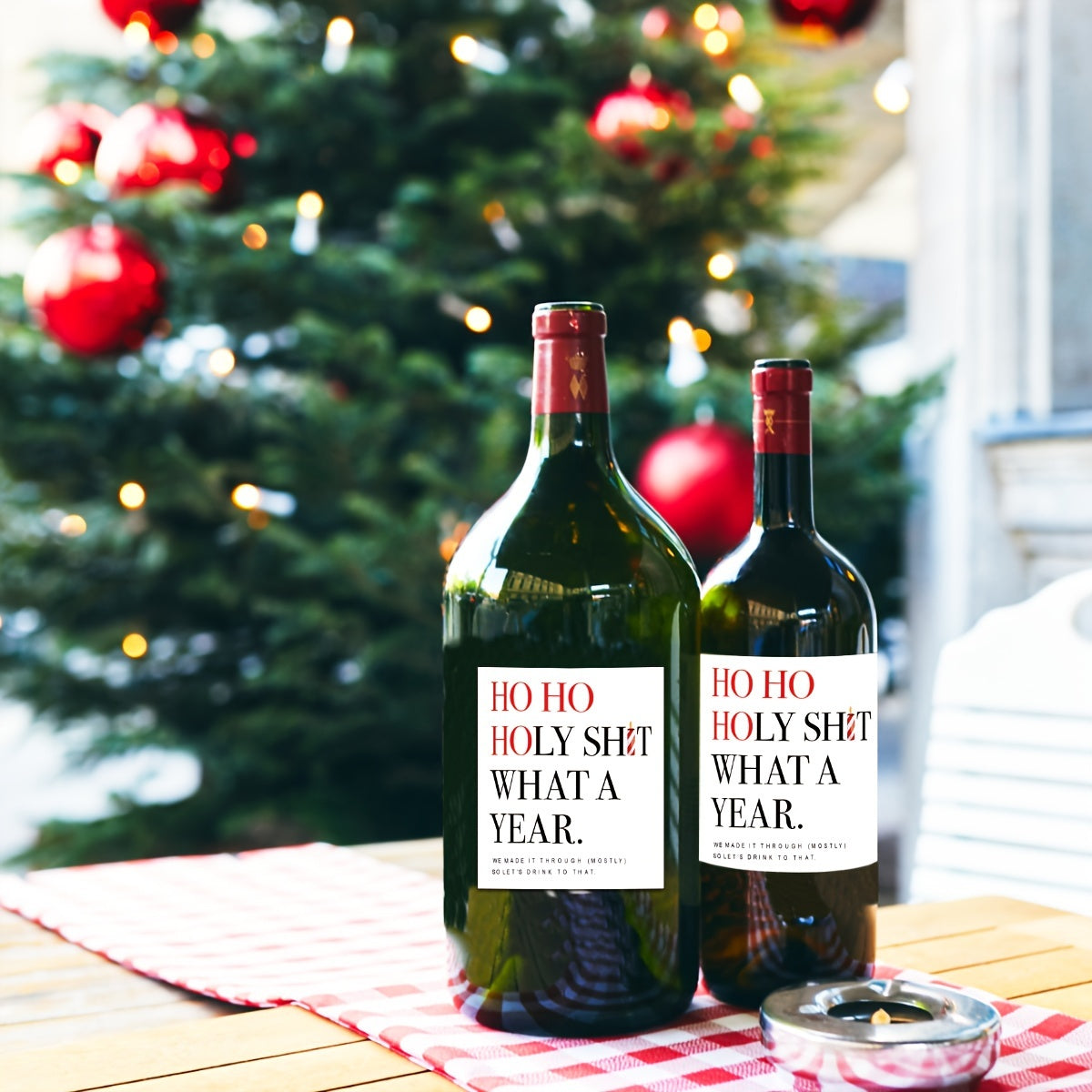 Set of 6 Funny Christmas Wine Labels for Gifts and Parties