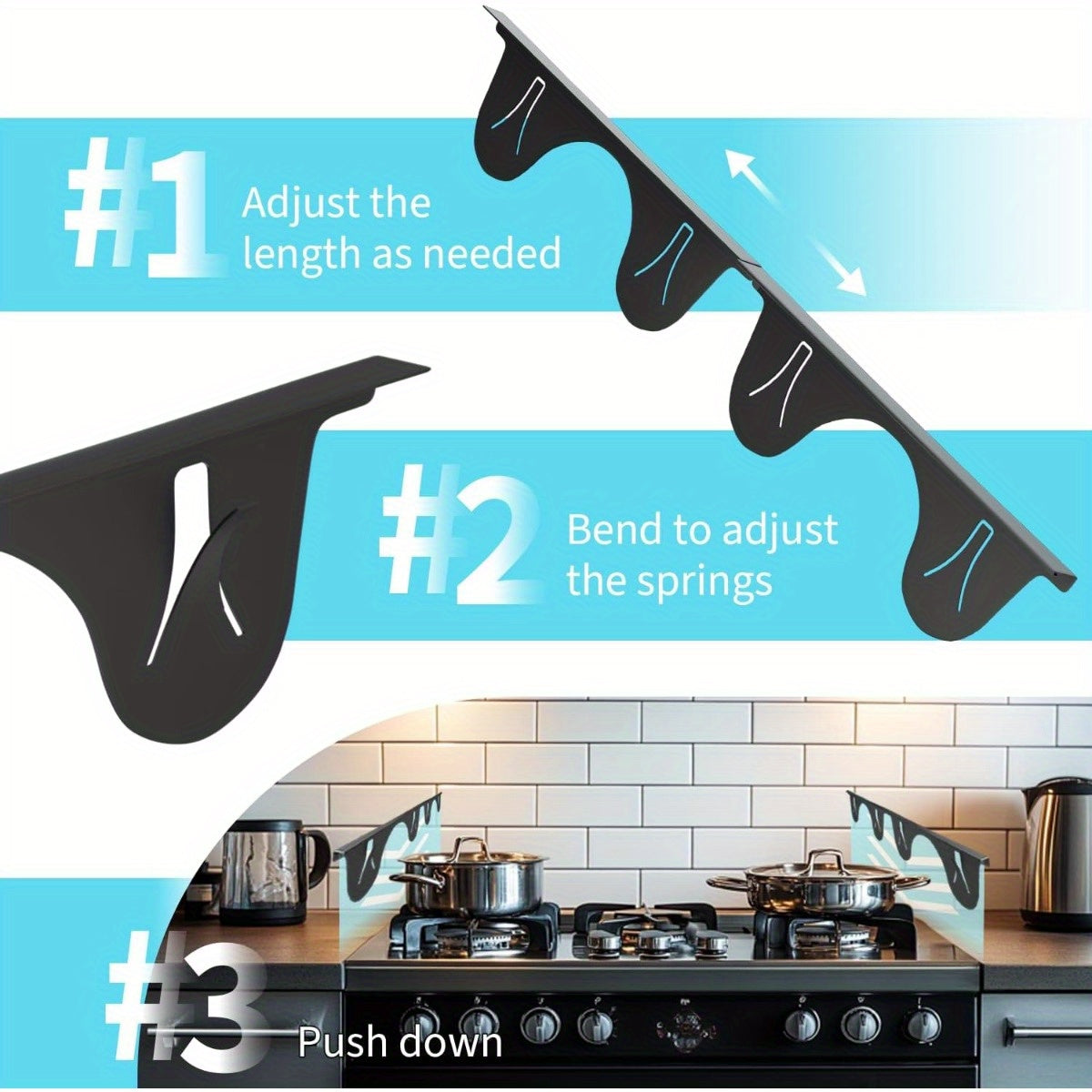 Stainless Steel Stove Gap Shields Adjustable Heat-Resistant Easy to Clean Kitchen Protector