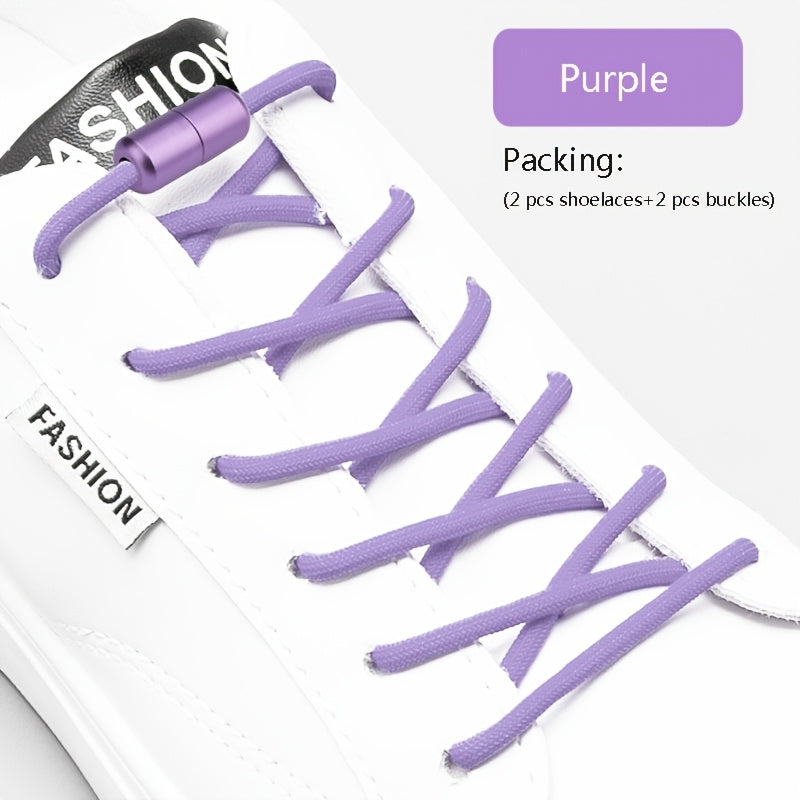 2PCS No-Tie Elastic Shoelaces for Sneakers and Boots Soft Acetate Fiber
