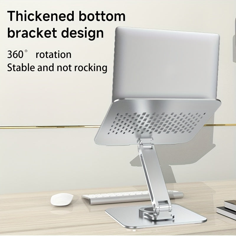 Aluminum Laptop Stand with 360° Rotating Base Ergonomic Adjustable Non-Slip
