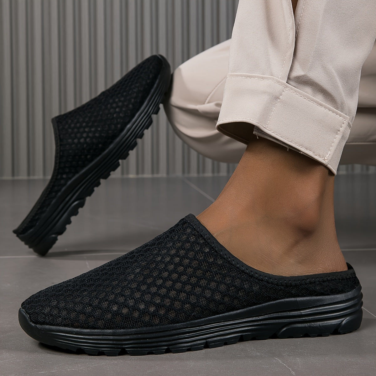 Women's Summer Breathable Mesh Slip-On Mules Lightweight Flat Casual Shoes