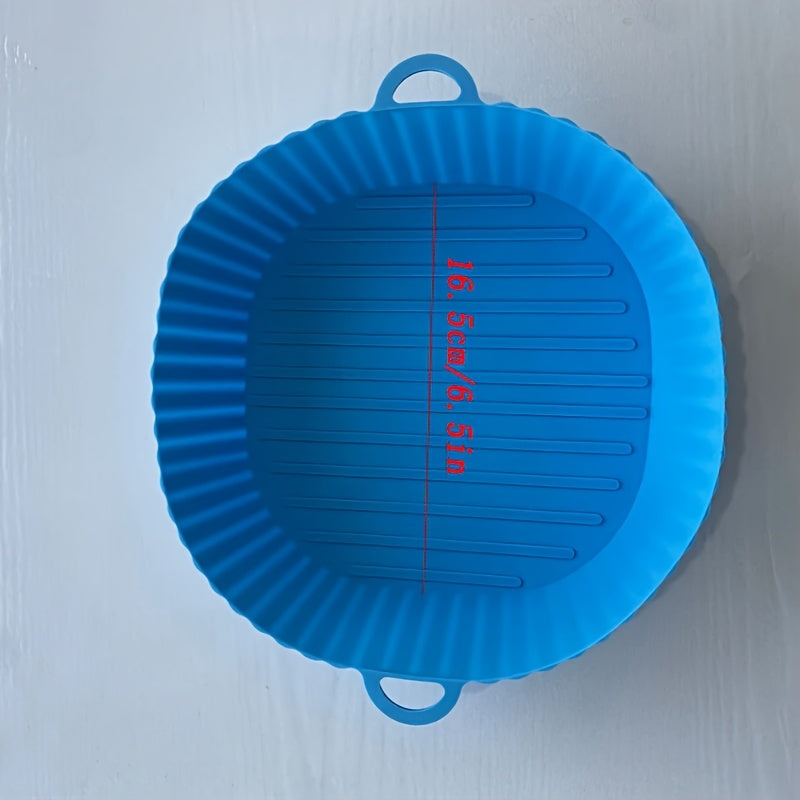 Havo fritöleri uchun silikon pishirish qog'ozi - yopishmaydigan, qayta ishlatiladigan, tutqichli ko'p maqsadli qoplama - 480°F gacha issiqlikka chidamli - plastik idish ushlagichni o'z ichiga oladi