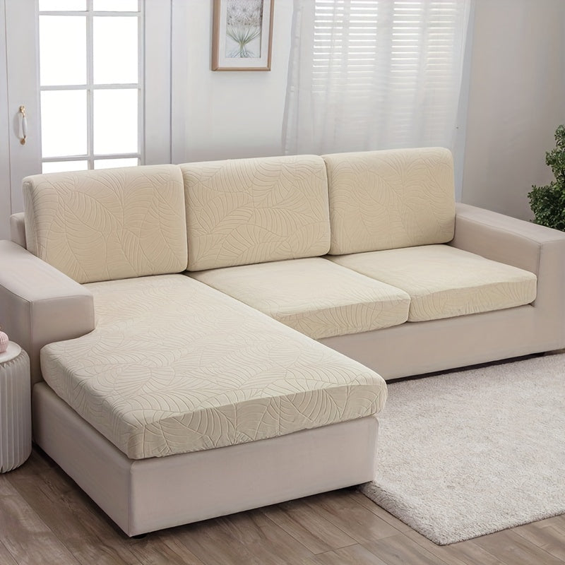 Waterproof Sofa Cover with Large Leaf Jacquard Design All-Season Dust Spill Protection Durable Washable