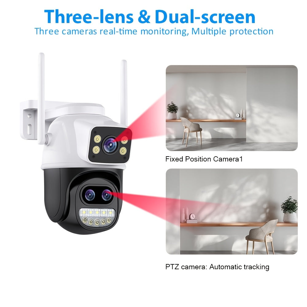 12MP HD Home Security Camera with AI Auto Tracking PTZ WiFi Video Surveillance