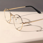 Men's Metal Oval Glasses with Clear Lenses