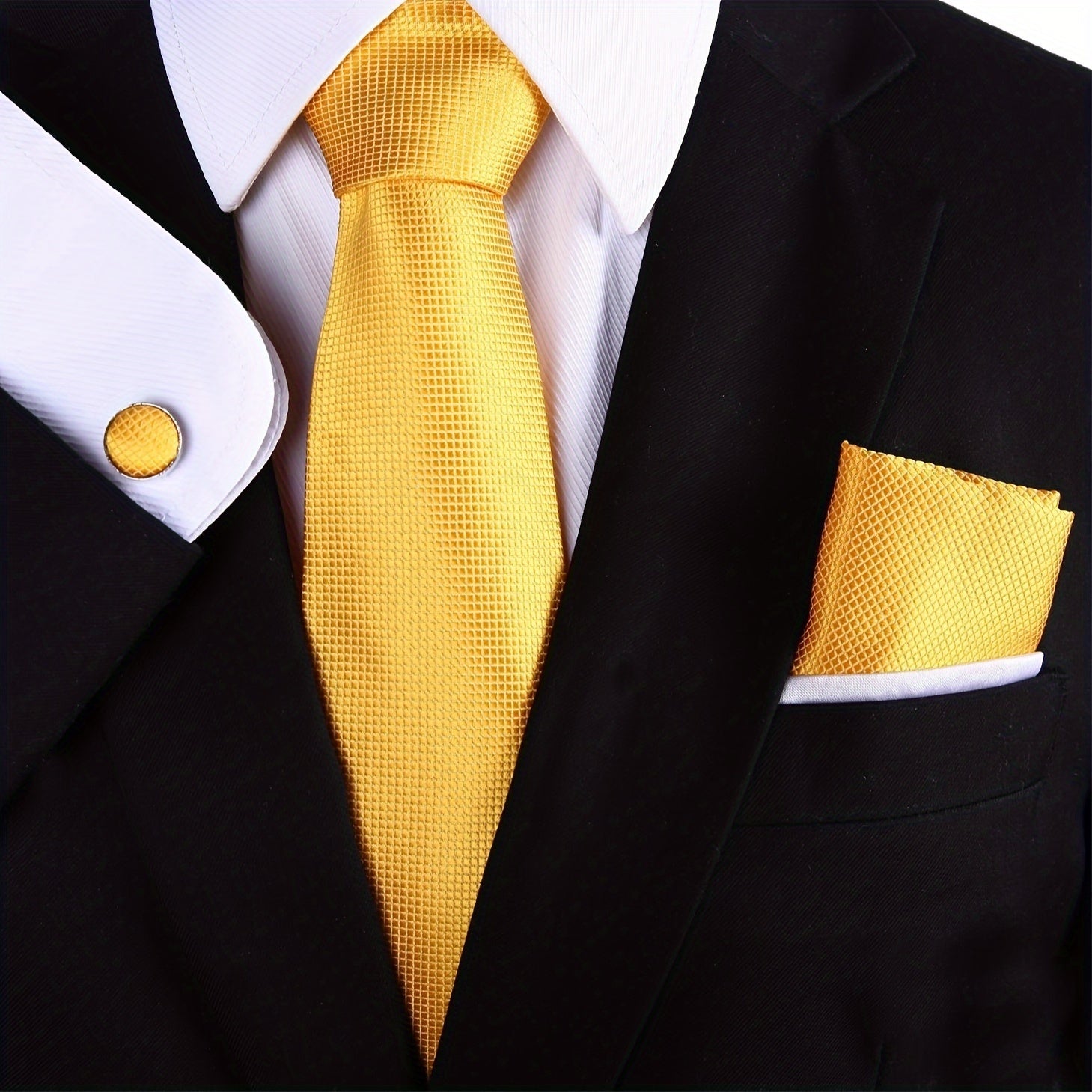 Мужской формальный набор галстуков с карманным платком и запонками для свадеб и деловых встреч