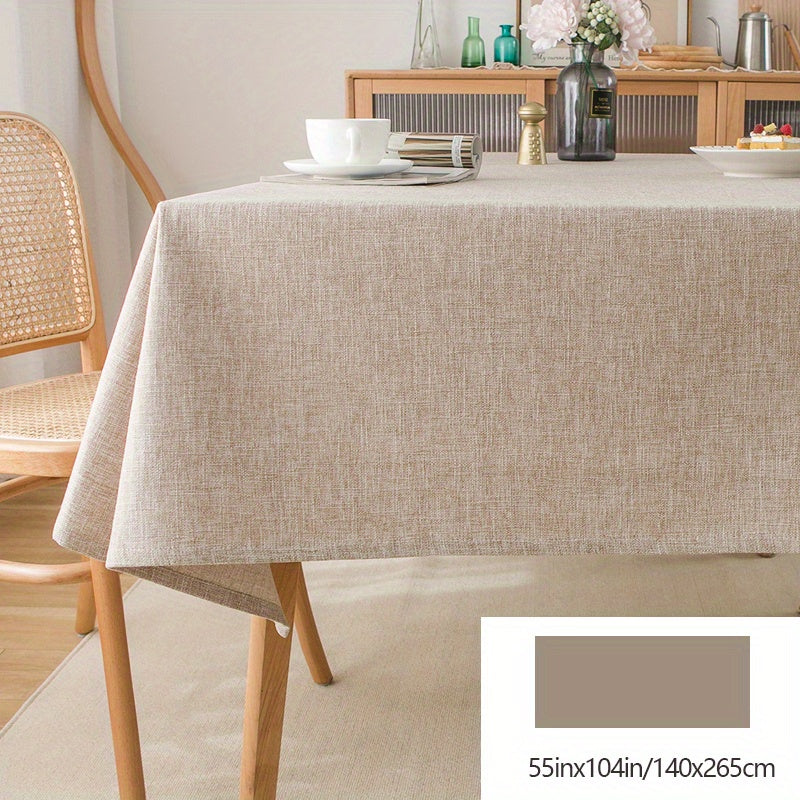 Beige Polyester Rectangular Tablecloth for Picnic and Holiday Gatherings
