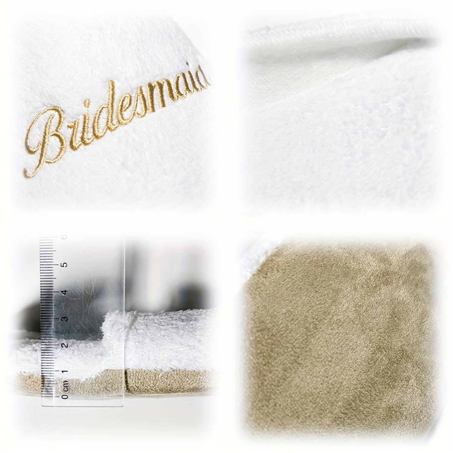 Ayollar uchun oq mo'rt va shilimshiqlik bilan bezatilgan to'yli va oltin harflar bilan yozilgan uy poyabzali