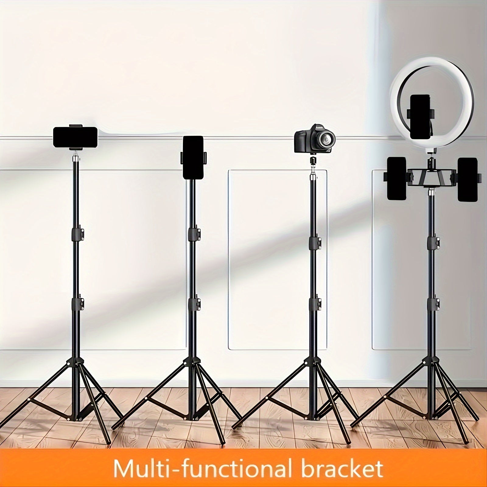 63-Inch Adjustable Tripod Stand with Phone and Camera Holder for Photography and Streaming