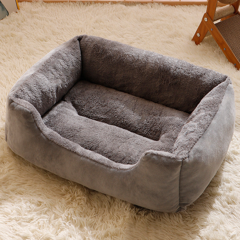 Plush Pet Sofa Bed for Cats and Small Dogs Gray No Assembly Indoor Comfort
