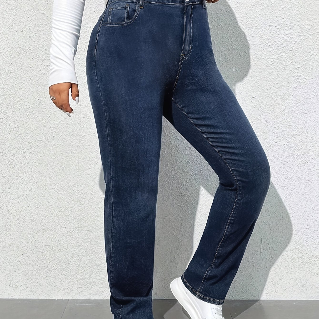 Women's Stretch Straight Leg Jeans Casual Denim Pants