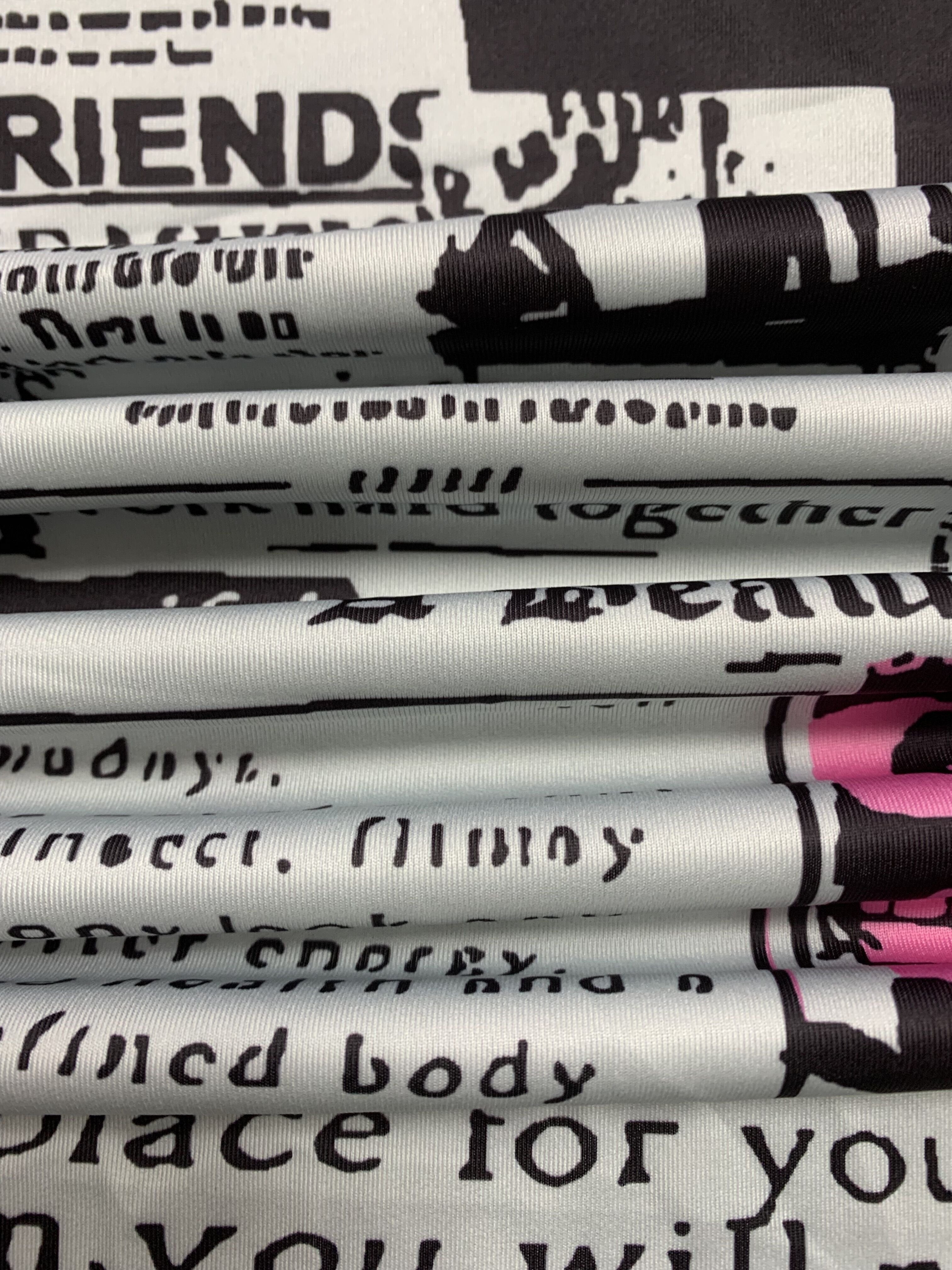 Plus Size Women's Jumpsuit Newspaper Print Off-Shoulder Pockets Casual All-Season