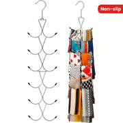 Non-slip Ties Hanger with Hooks for Scarves Belts Closet Organizer Space Saver