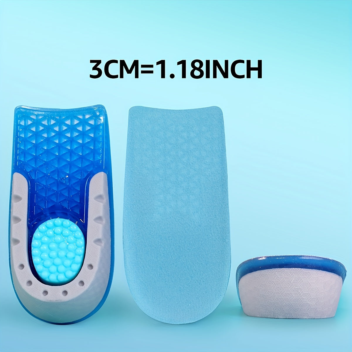 Unisex TPE Heel Lift Insoles 2cm Shock Absorbing Sports and Dress Shoes