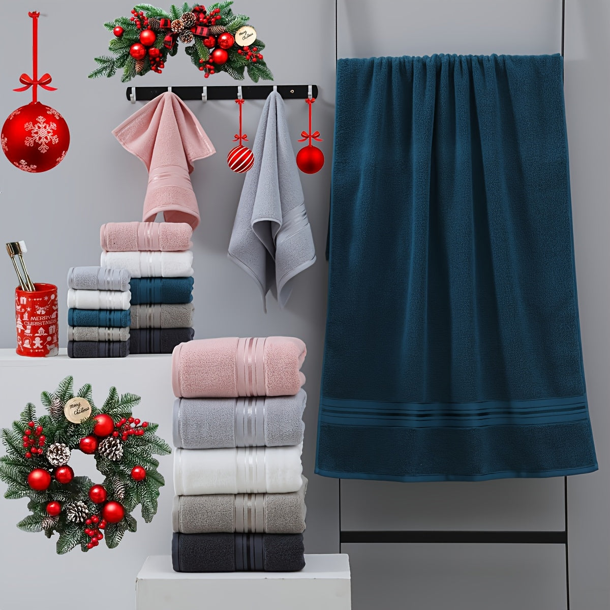 Hamom, mehmonxona yoki spa uchun mo'ljallangan 8 dona hashamatli paxta sochiq to'plami, 2 ta hammom sochiq, 2 ta qo'l sochiq va 4 ta yuvish sochiqni o'z ichiga oladi.