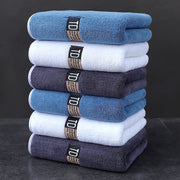 Set of 3 Large Microfiber Bathroom Face Towels Quick-Dry Ultra-Soft Absorbent Blue White Dark Teal