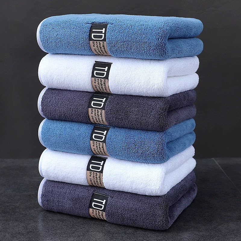Set of 3 Large Microfiber Bathroom Face Towels Quick-Dry Ultra-Soft Absorbent Blue White Dark Teal