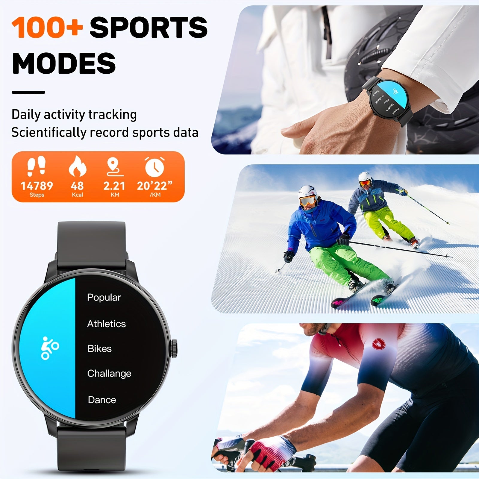 Reloj inteligente para hombres y mujeres con pantalla HD de 3.53cm, llamadas inalámbricas, control de música para múltiples deportes, asistente de voz AI