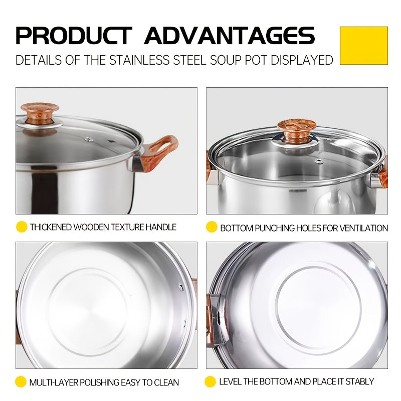 Stainless Steel Kitchen Set 10 Pieces Includes Soup Pot Milk Pot Kettle Durable