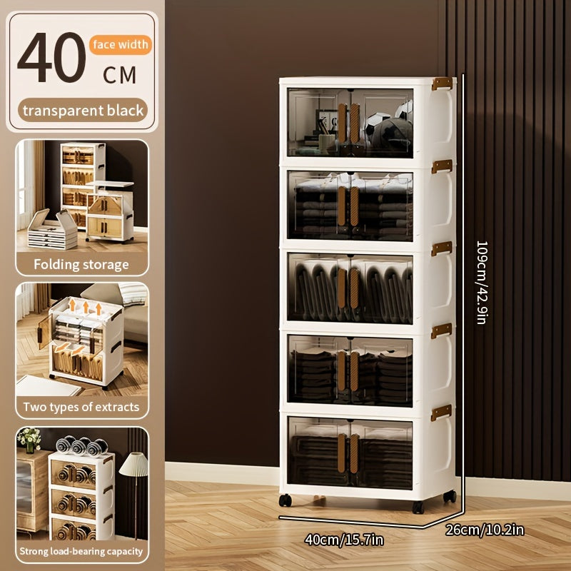 Складные пластиковые контейнеры для хранения на 5 уровней с крышками и колесами для шкафов, ванных комнат, офисов и общежитий.
