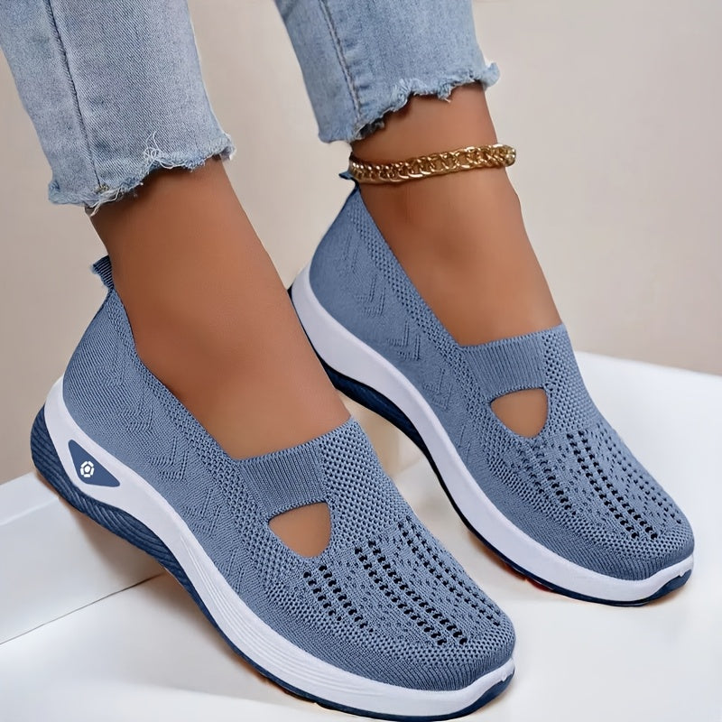 Women's Breathable Lightweight Casual Flyknit Slip-On Sports Shoes