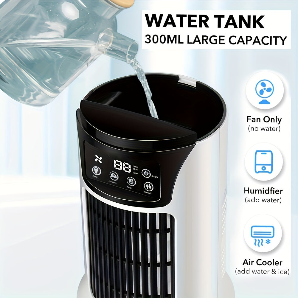 Portable 3-in-1 Air Conditioner Humidifier USB Fan with Night Light for Office Home