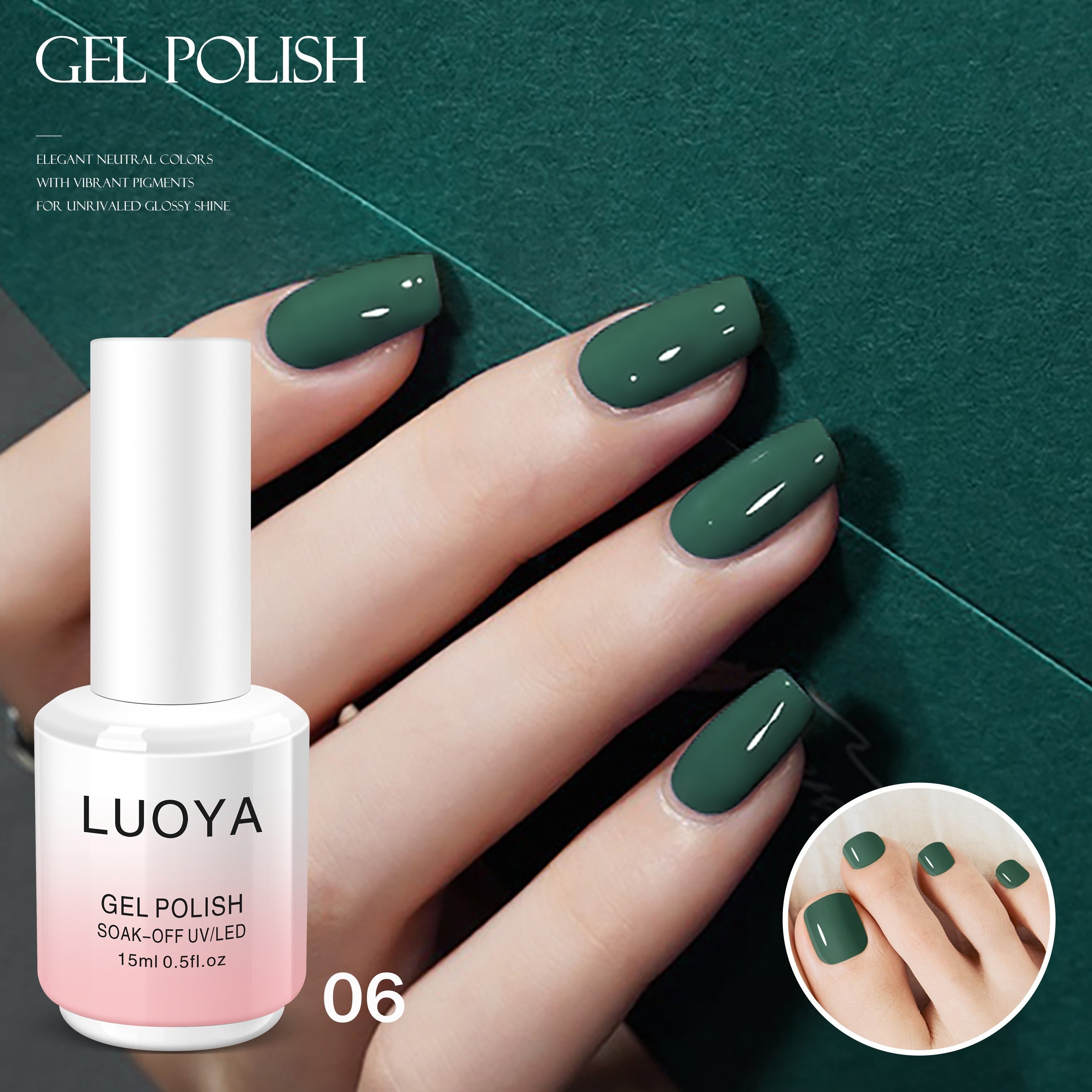 Gel Nail Polish 15ml Solid Gel Soak Off for Nails Spring Summer Pink Purple Green