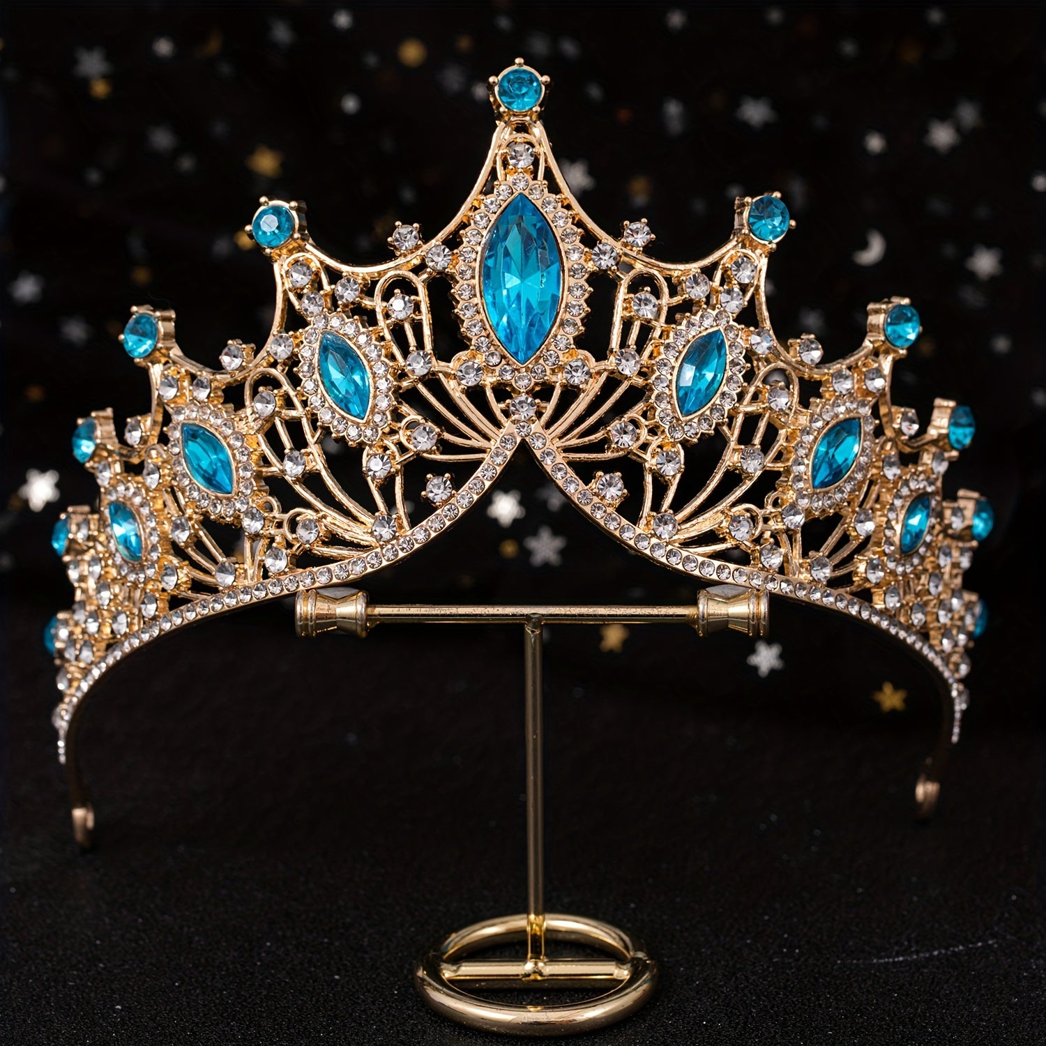 Golden Baroque Queen Crown and Tiara Set for Women Girls Crystal Rhinestones Mermaid Design