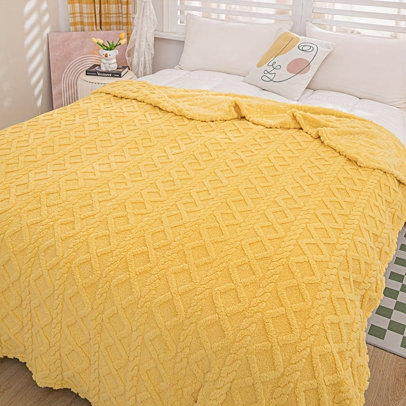 Jacquard Chenille Bed Blanket with Striped Pattern in Mixed Colors for Cozy Comfort
