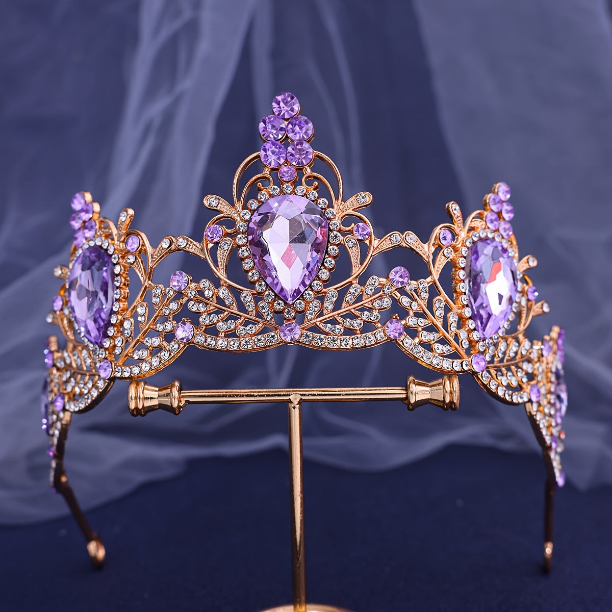 Baroque Style Crown Tiara with Rhinestones for Princesses and Queens Wedding Hair Accessory