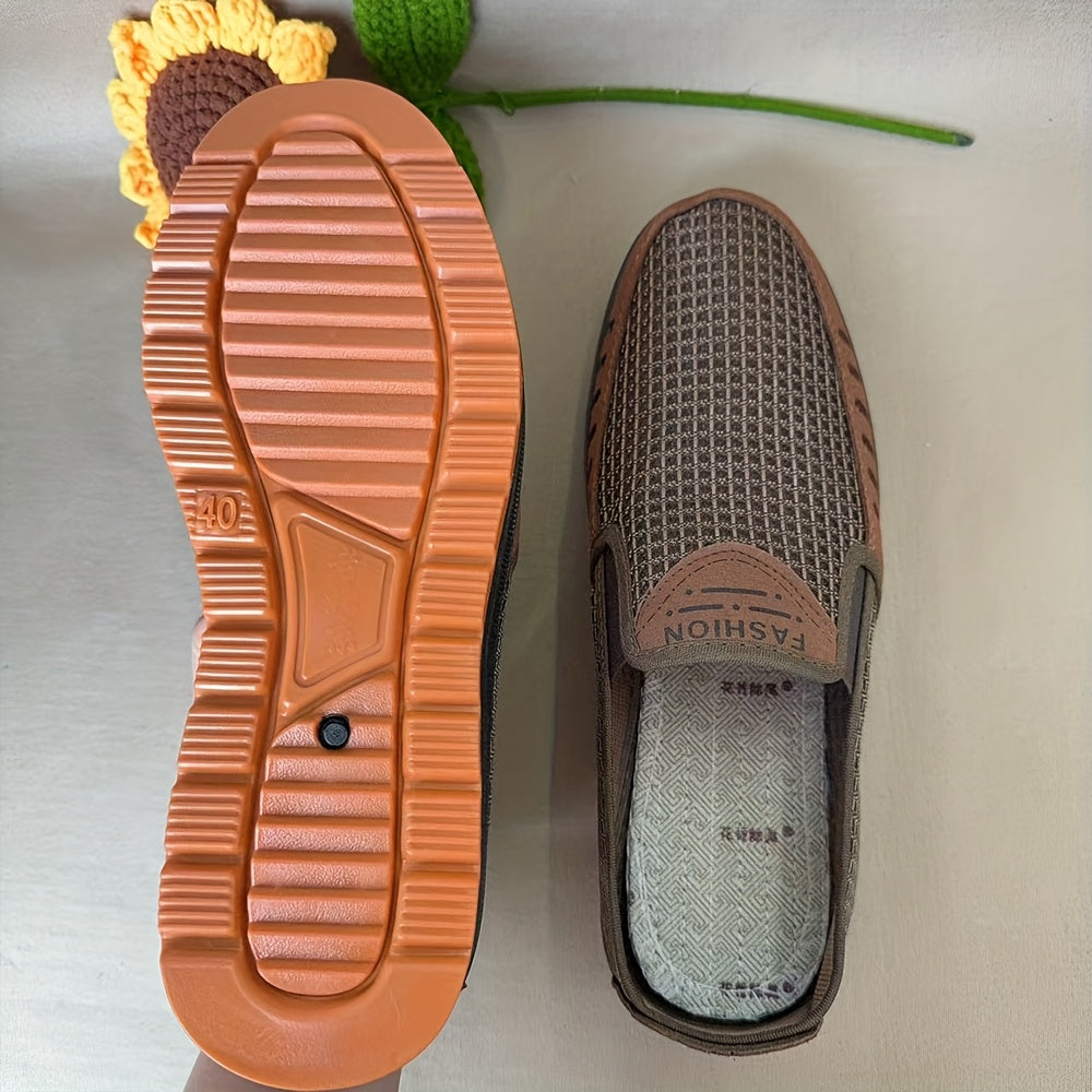 Havo o'tkazuvchi to'rli va sirpanmaydigan kauchuk taglikka ega erkaklar uchun slip-on krossovkalar, barcha yoshdagilar uchun mukammal.