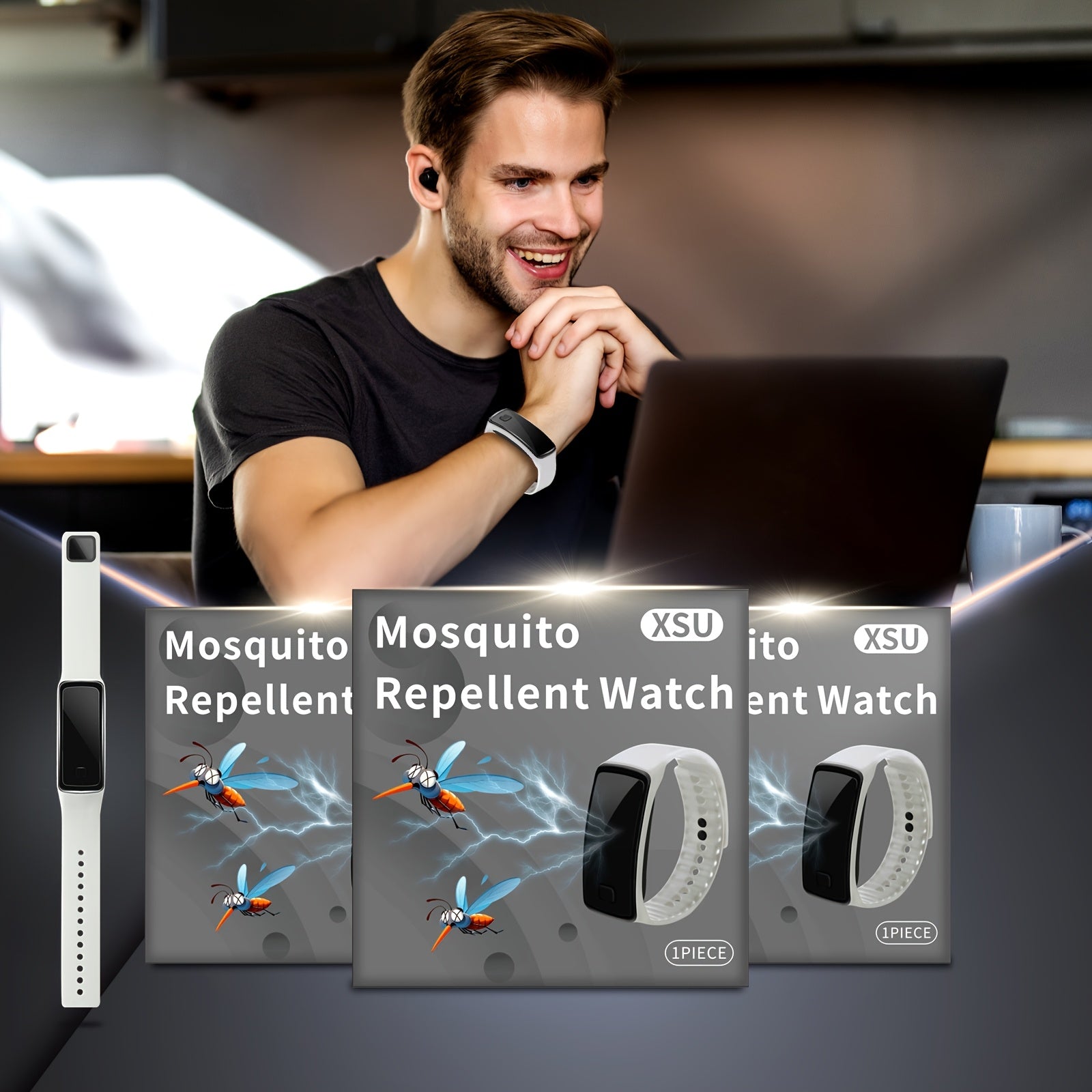 Uniseks silikon sivuvchilarni qaytaruvchi soat, hasharotlar va chivinlarni o‘ldiruvchi, tashqi foydalanish uchun bilaguzuk