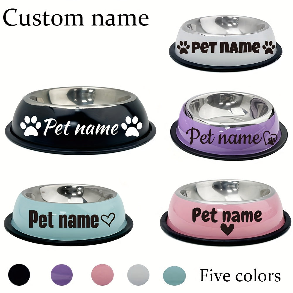 Personalized Stainless Steel Dog Bowl Non-Slip Base for Small to Large Dogs