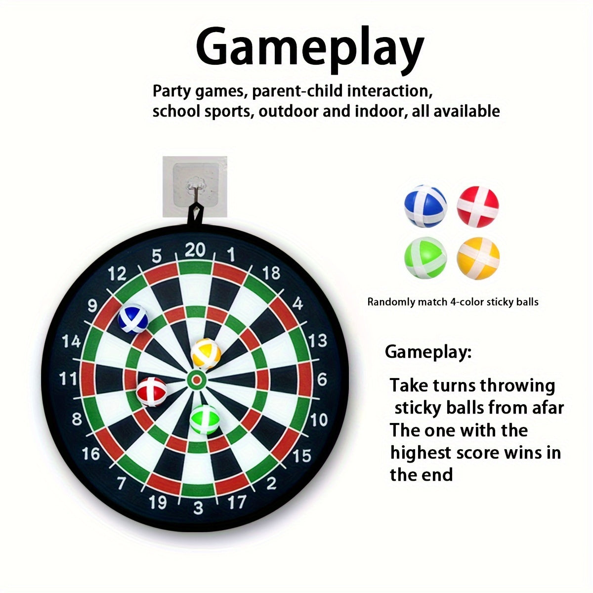 12-Donali ichki va tashqi yopishqoq to'p dart to'plami balans treningi va ziyofat o'yinlari uchun