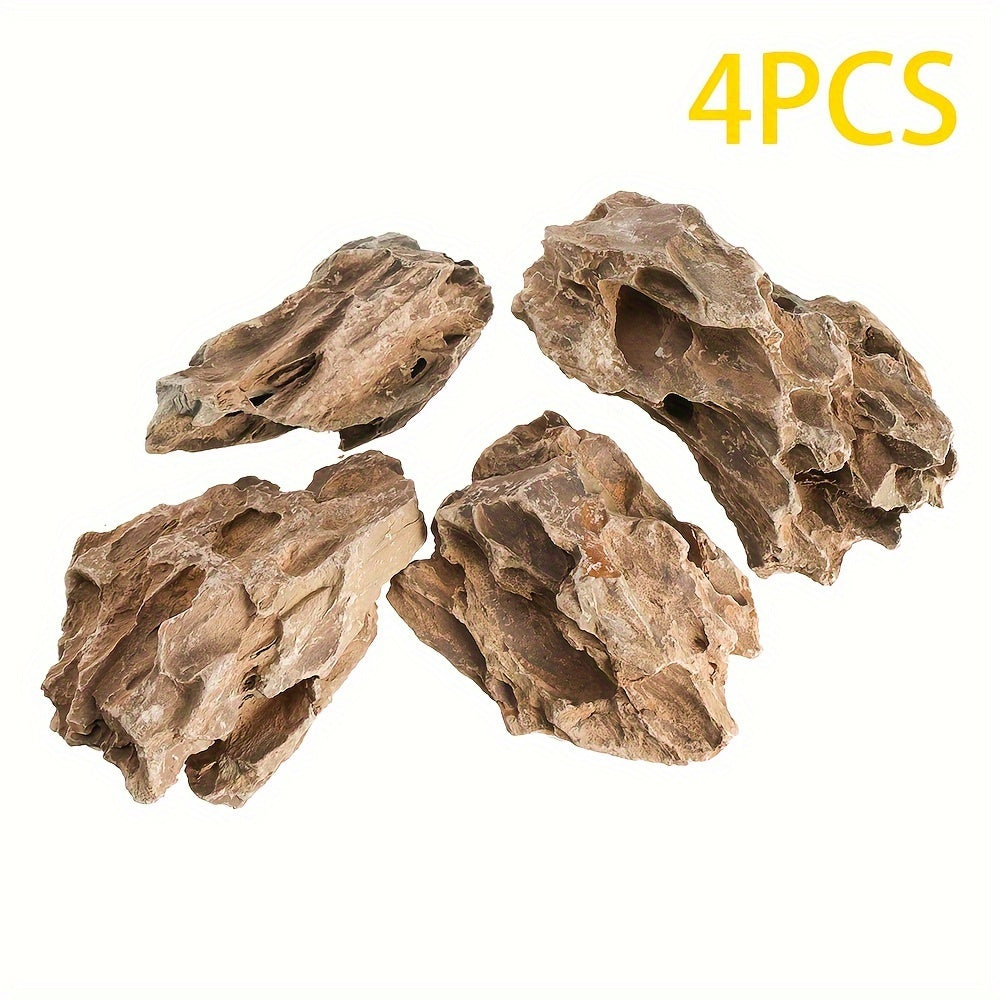 4 Small Natural Stone Dragon Bone Aquarium Landscape Stones for Fish Tank