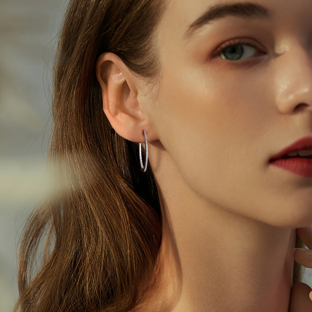 Sterling Silver Moissanite Huggie Hoop Earrings December Birthstone Jewelry