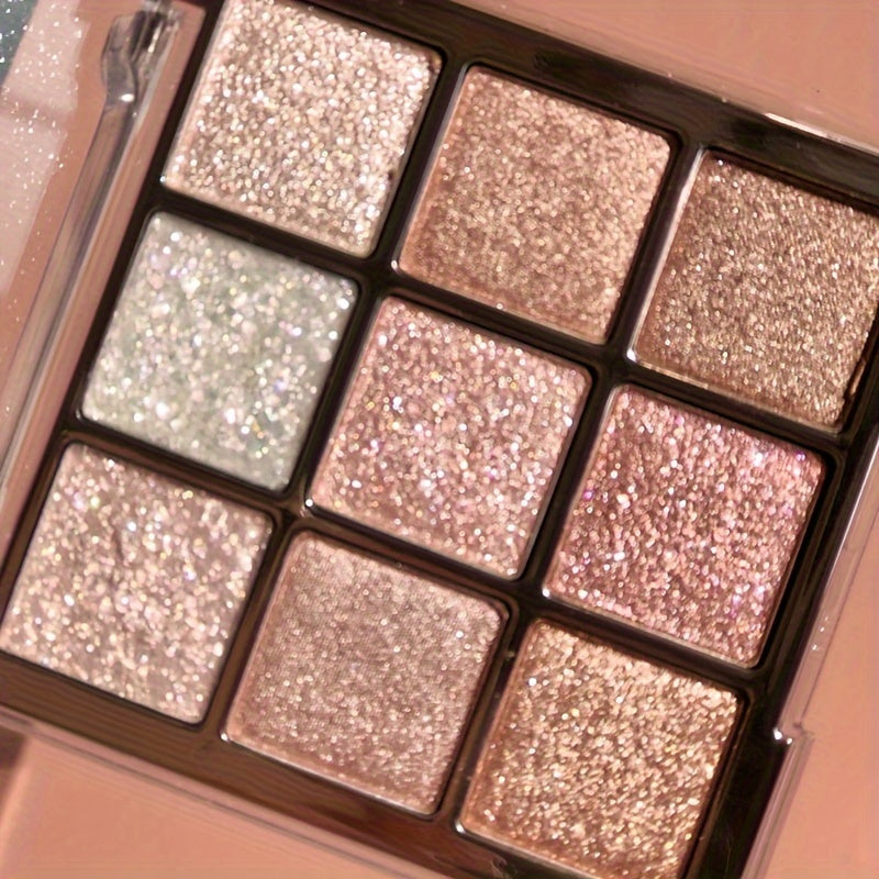 9-Color Eyeshadow Palette with Shimmery and Matte Finishes for Daily and Party Looks