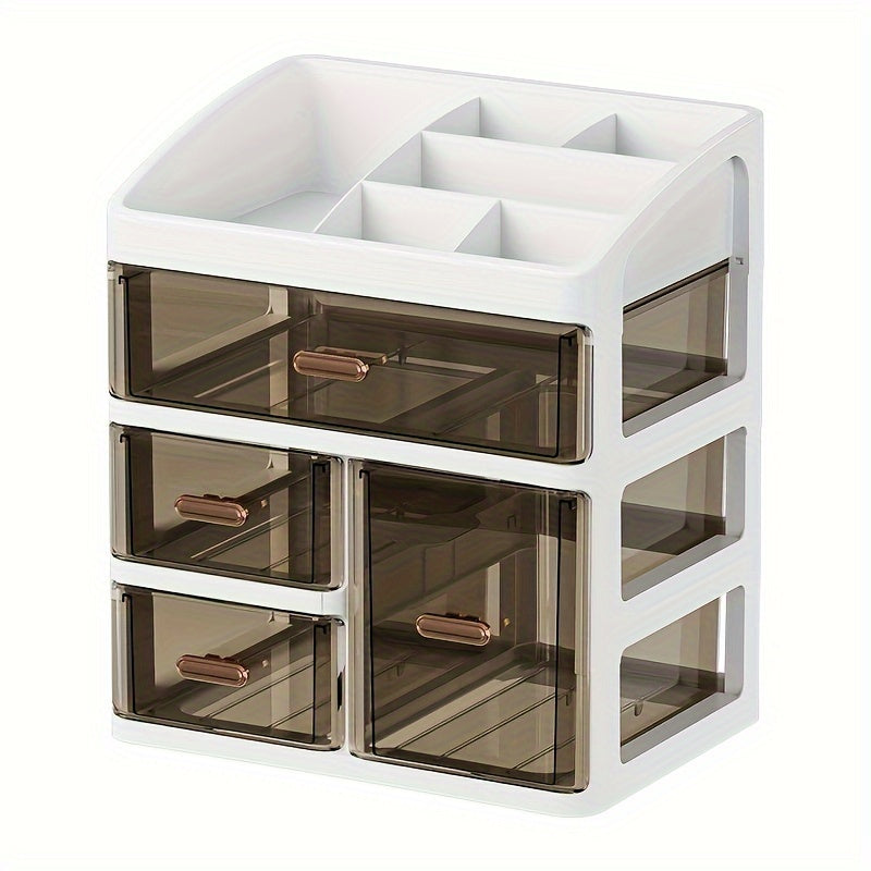 All-in-One Cosmetic Organizer with Drawers and Large Capacity Dustproof Makeup Storage Case