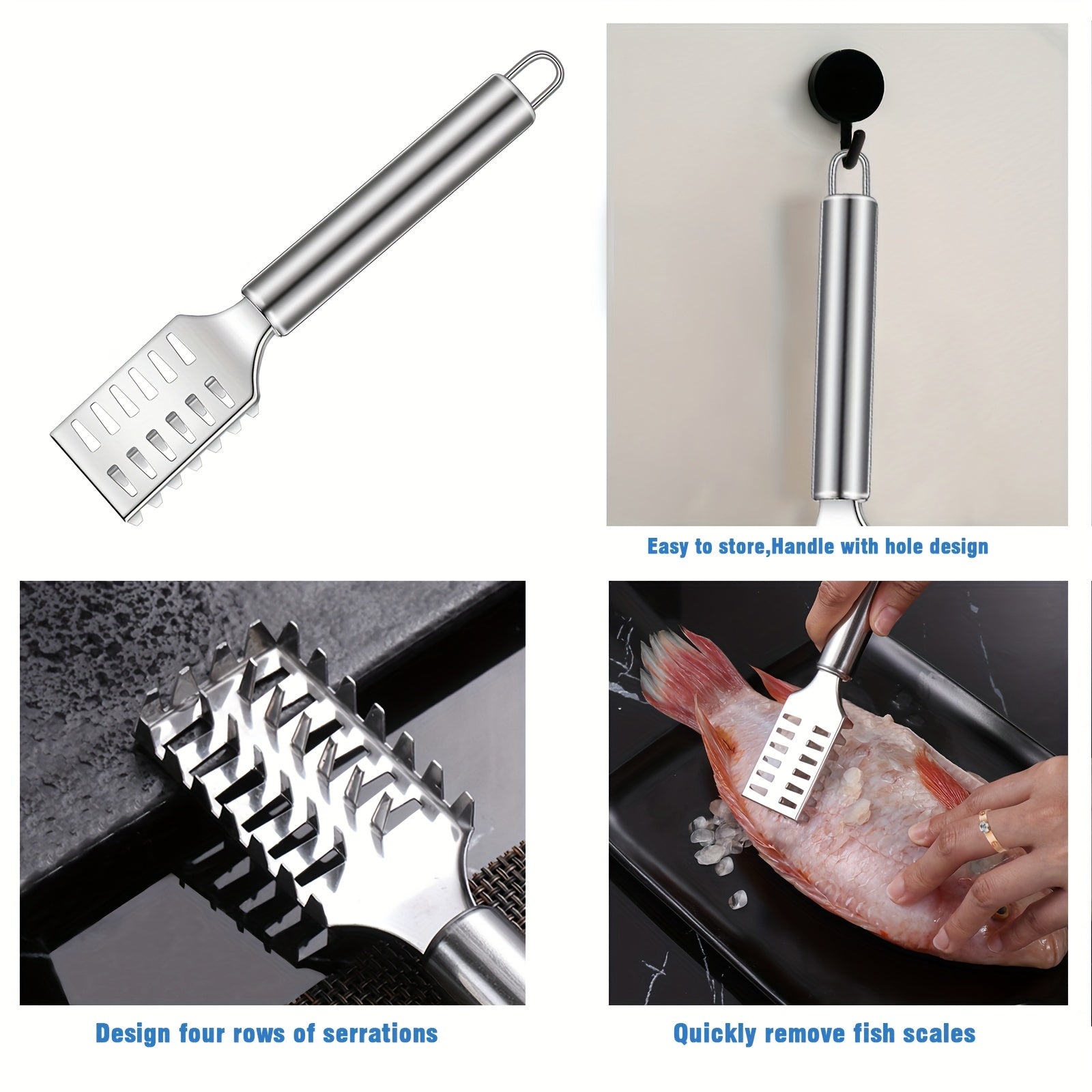 Set of 5 Fish Scaler Remover Tools Stainless Steel Sawtooth Bottle Opener Scraper