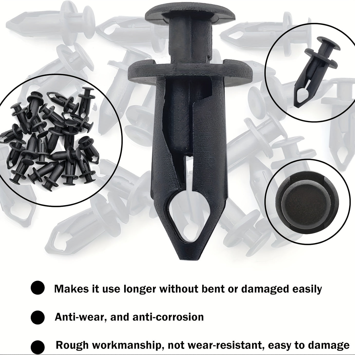 100 Pack ATV Fender Clip Pusher Fasteners for Motorcycles and Quads