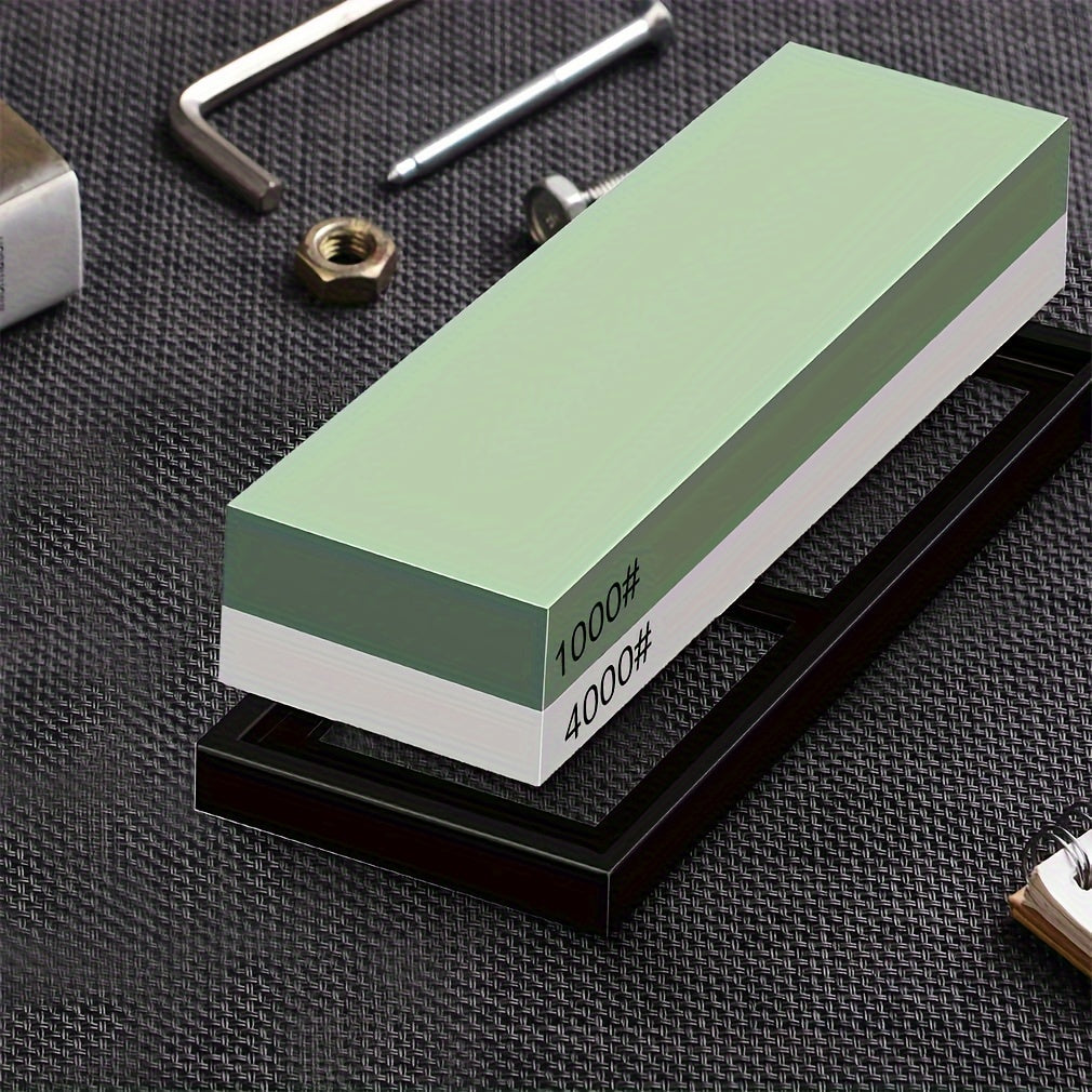 Set of 2 Sharpening Stones 1000/4000 Grit Kitchen Knife Sharpener Non-Slip Base