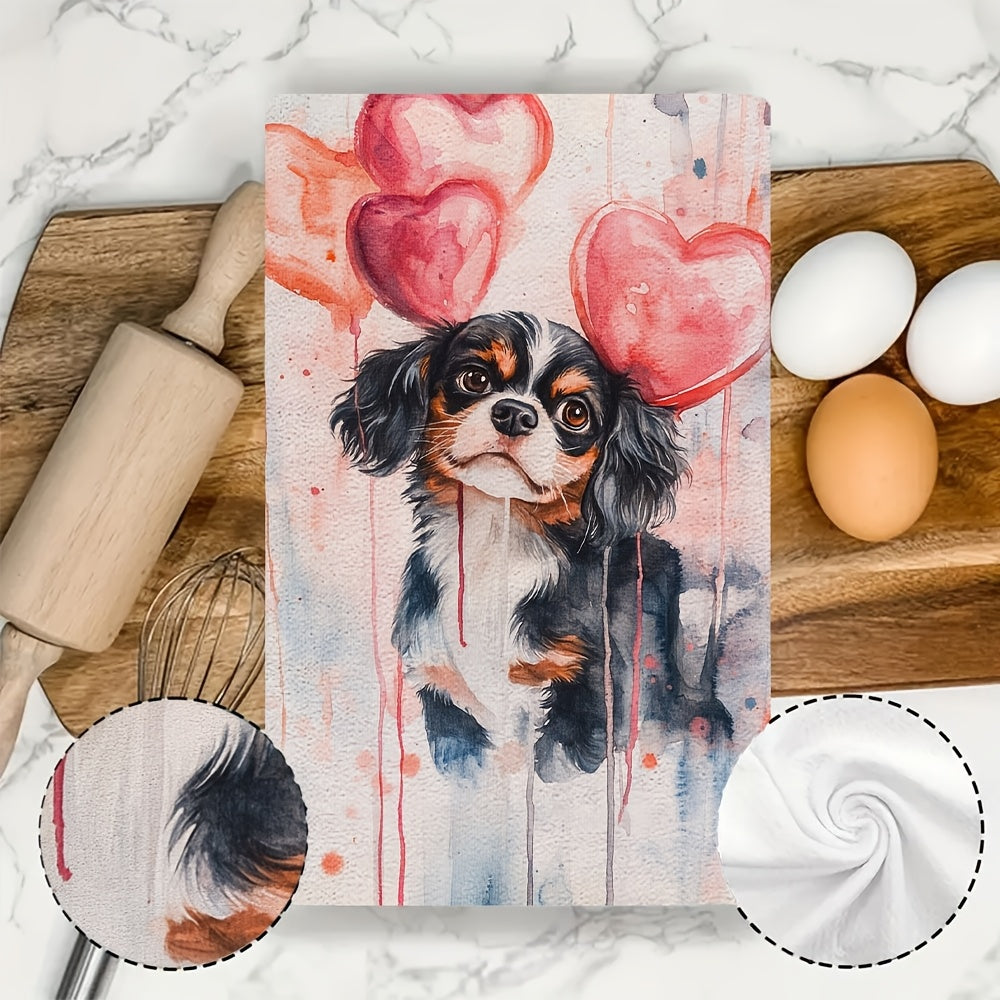Valentine's Day Kitchen Towels 2 Pack Ultra Soft Absorbent Dish Hand Towels