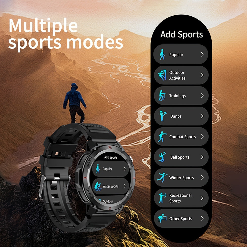 Men's Smart Sports Watch with LED Display Call Function Pedometer Calorie Tracker Black Strap