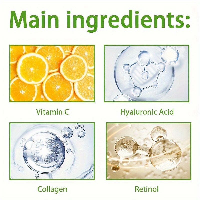 1.76oz Retinol yuzni ko'taruvchi kremi Gialuron kislotasi, Vitamin C va Niacinamid bilan. Terini mustahkamlaydi va ko'taradi, tuzilishini va rangini yaxshilaydi, va namlik ta'minlaydi.